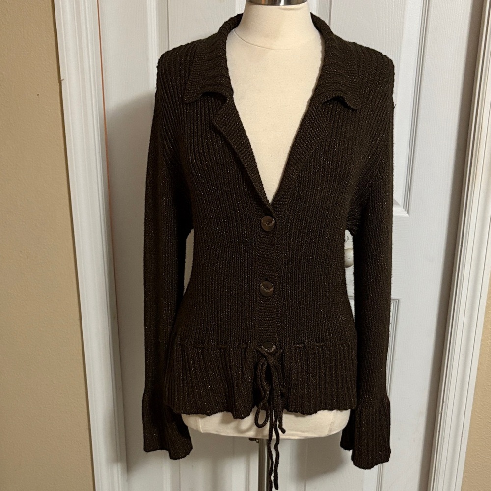 J. Jill Brown Button-Up Sweater Size XL
